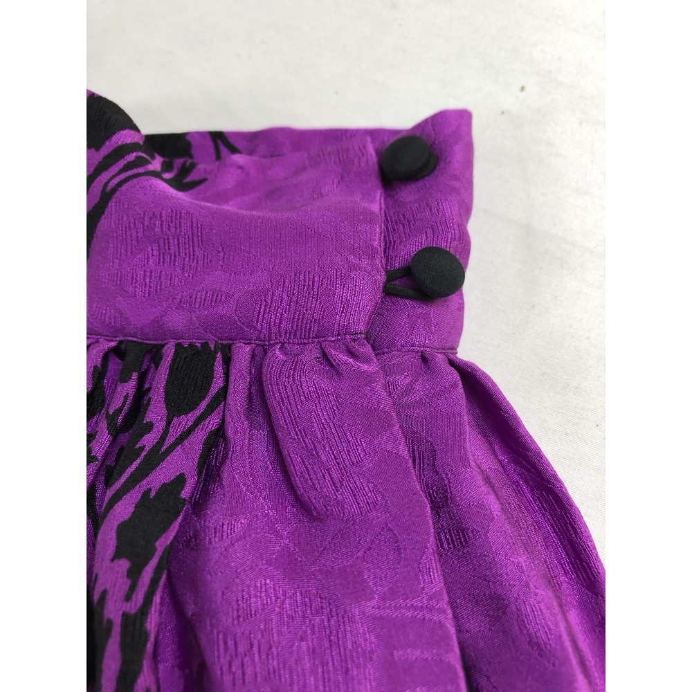 Vintage Mary McFadden for Jack Mulqueen Silk Blouse Skirt Set Purple Black Sz 8 - Picture 11 of 12